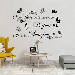 Inspirational Butterfly Heart Wall Decal - Self Adhesive Vinyl Sticker