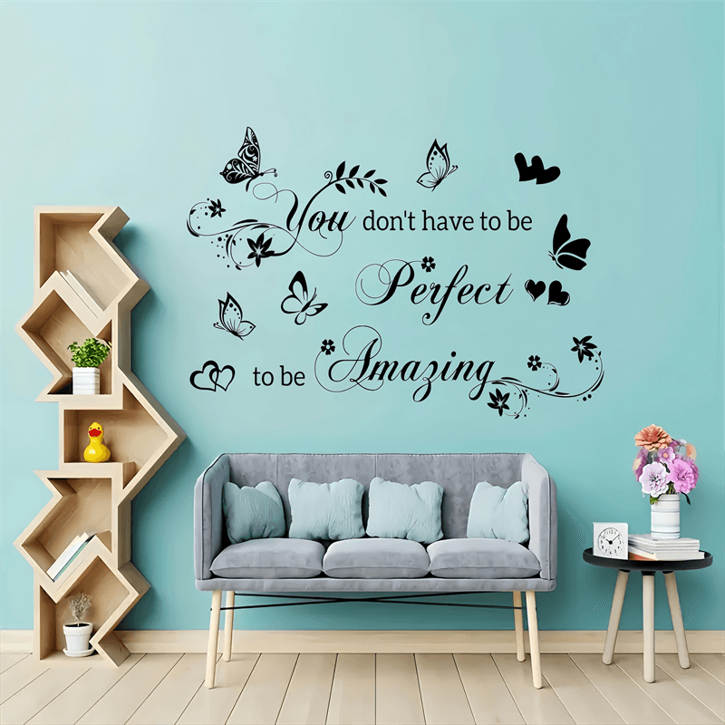 Inspirational Butterfly Heart Wall Decal - Self Adhesive Vinyl Sticker