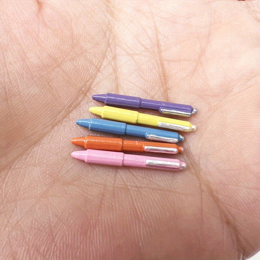 Mini Ballpoint Pen 1:12 Dollhouse Accessory Assorted Colors Plastic