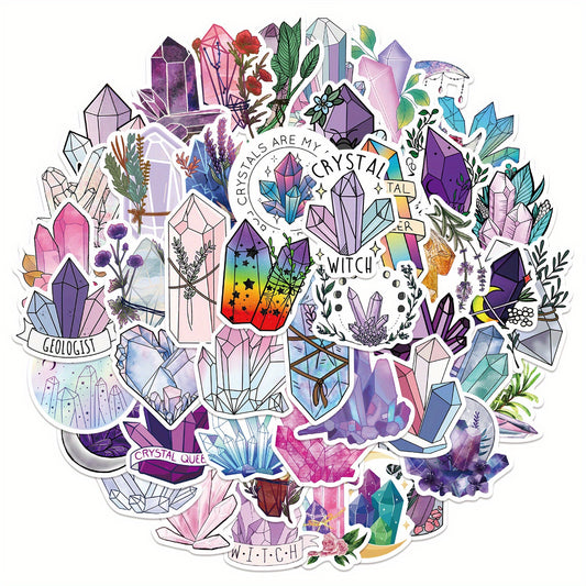 50Pcs Gem Crystal Witch Themed Stickers for Laptop Water Bottles Luggage Car