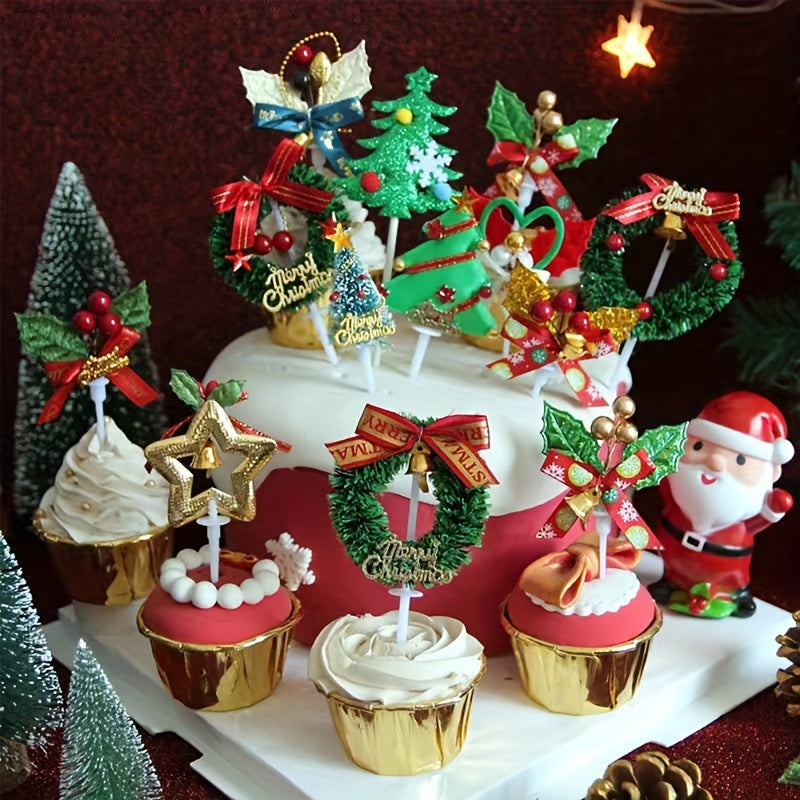 Burlap Christmas Cake Toppers - Wreaths, Trees, Reindeer & More