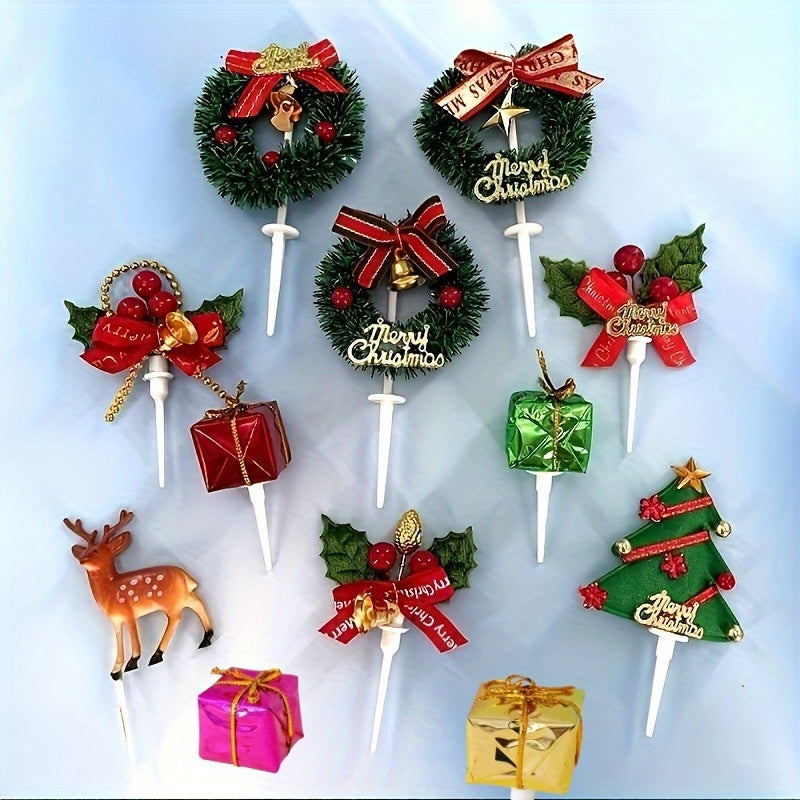 Burlap Christmas Cake Toppers - Wreaths, Trees, Reindeer & More