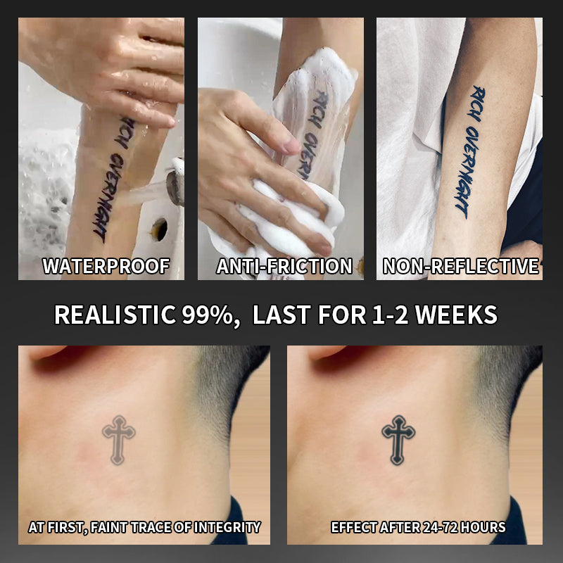 Semi-Permanent Cross Design Temporary Tattoos for Adults and Teens