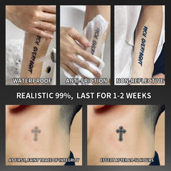 Semi-Permanent Cross Design Temporary Tattoos for Adults and Teens