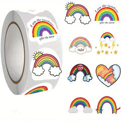 500pcs Rainbow Sticker Roll Self Adhesive for Scrapbooking