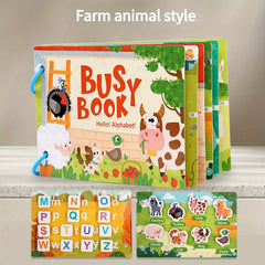 Educational Busy Book Ages 3 Alphabet Number Learning w/ Farm Animals