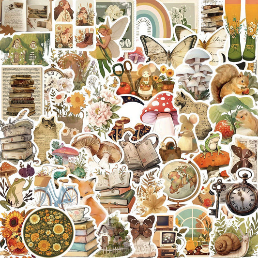 50pcs Retro Animals Graffiti Fun Stickers for Water Bottles Luggage Skateboards