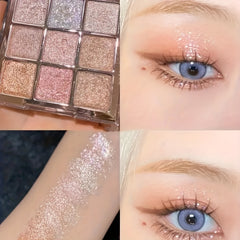 Rose & Pink Eyeshadow Palette Glitter Metallic Finish For Eye Makeup