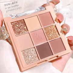 HISYI 9 Eyeshadow Palette Milk Tea Nude & Golden Shades Matte & Shimmer Finishes