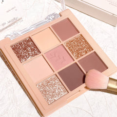 HISYI 9 Eyeshadow Palette Milk Tea Nude & Golden Shades Matte & Shimmer Finishes