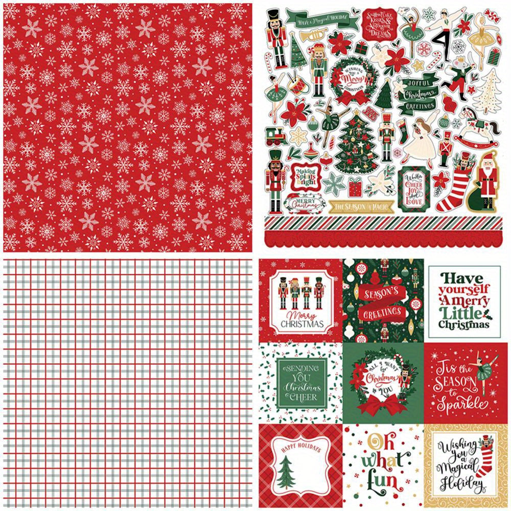 12 Sheets Vintage Nutcracker Craft Paper Set for DIY Projects