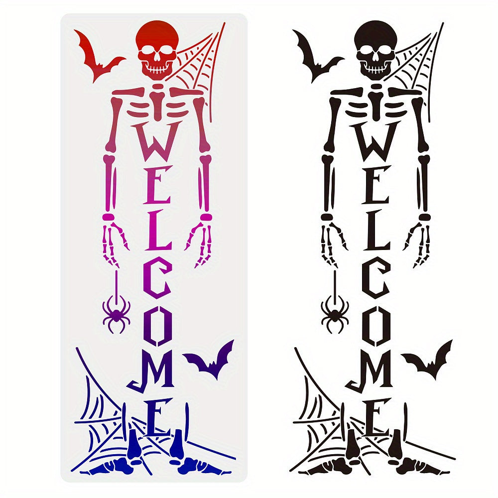 Reusable Skeleton Stencil with Welcome and Halloween Designs