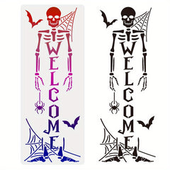 Reusable Skeleton Stencil with Welcome and Halloween Designs