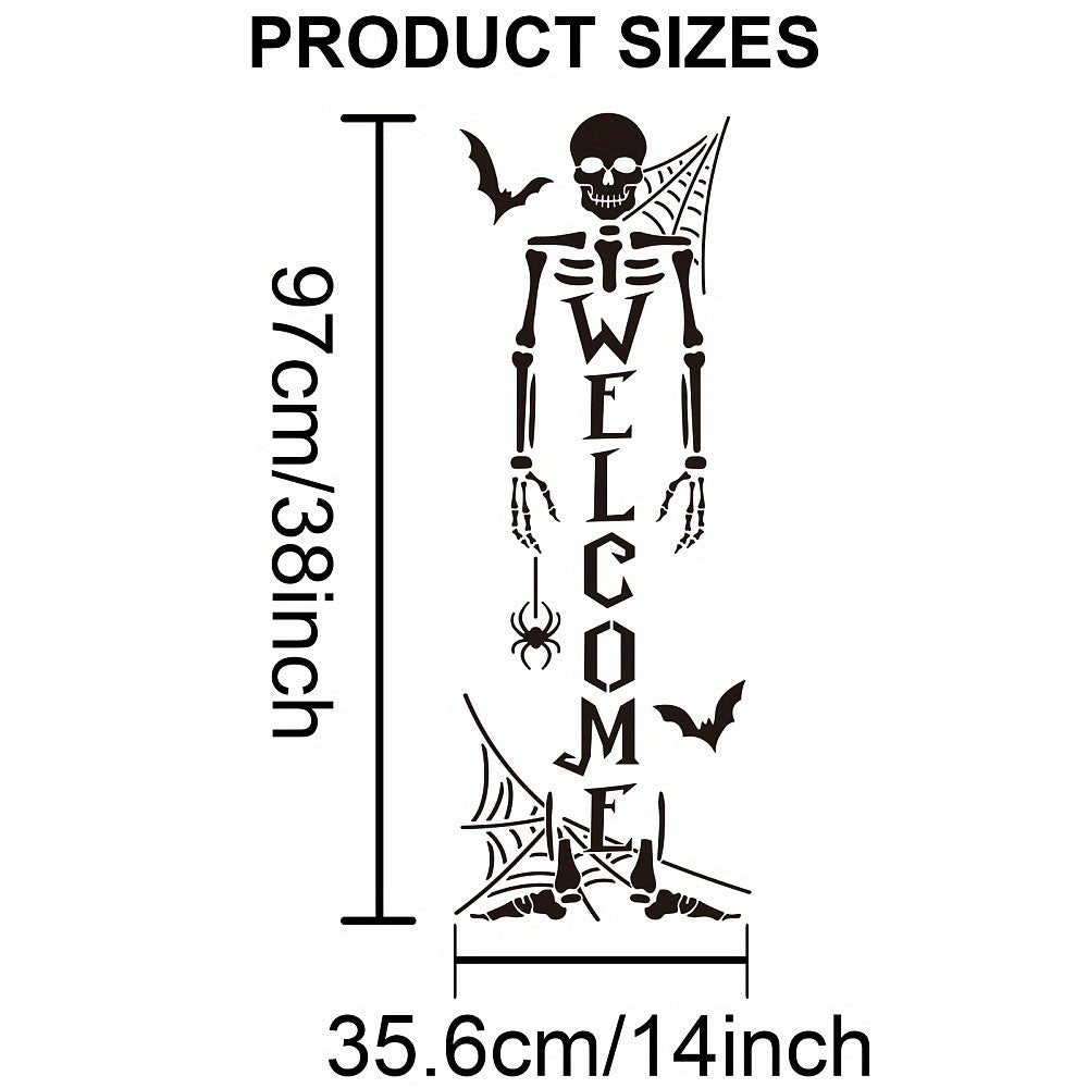 Reusable Skeleton Stencil with Welcome and Halloween Designs