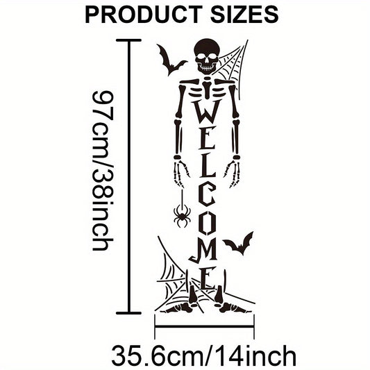 Reusable Skeleton Stencil with Welcome and Halloween Designs