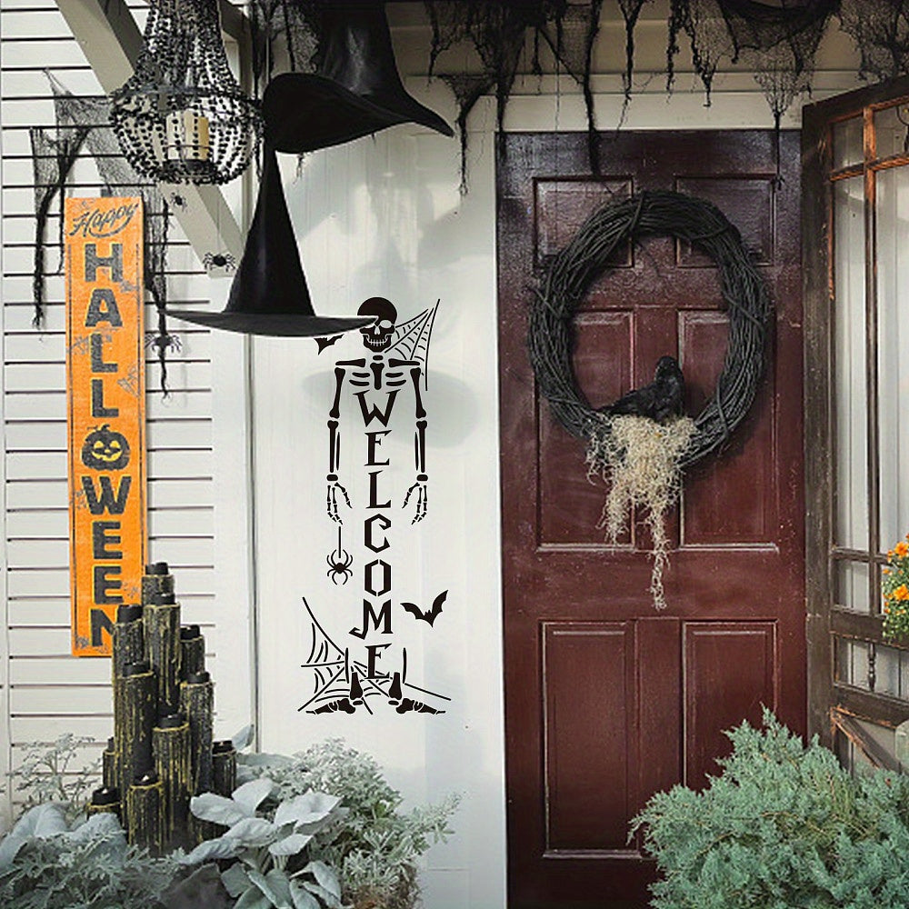 Reusable Skeleton Stencil with Welcome and Halloween Designs