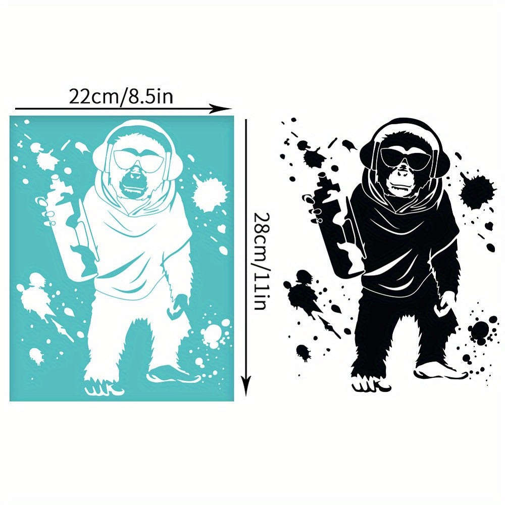 Turq. Orangutan Silk Screen Stencils 2pcs DIY Wood & Fabric Decor