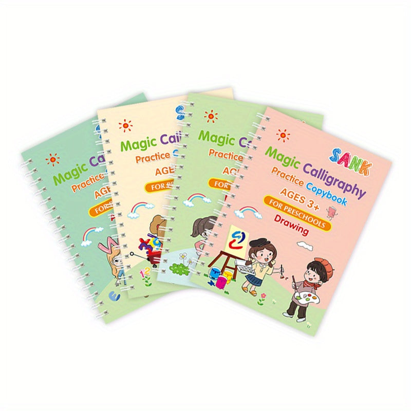 4 Books Dotted Training Sheets Mixed Paper with Holder Ink Refills