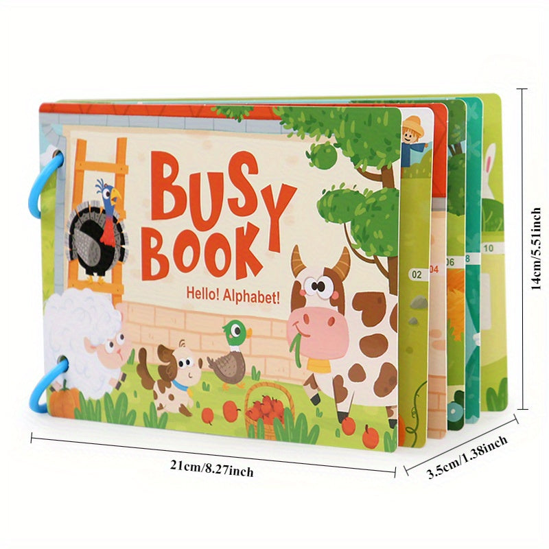 Reusable Sticker Book Farm Alphabet Ocean & Number Quiet Book for Kids