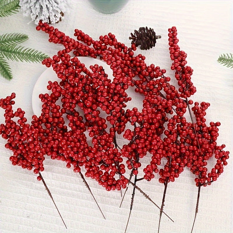 10pc Red Artificial Berries for Christmas Tree DIY Decor