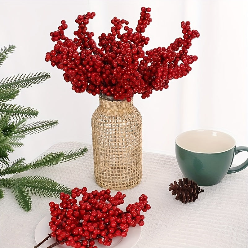 10pc Red Artificial Berries for Christmas Tree DIY Decor