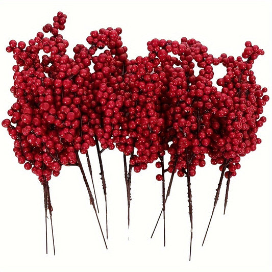 10pc Red Artificial Berries for Christmas Tree DIY Decor