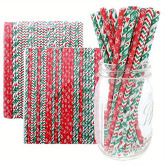 EcoPals Biodegradable Christmas Paper Straws, Snowflake & Tree Design