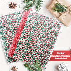 EcoPals Biodegradable Christmas Paper Straws, Snowflake & Tree Design