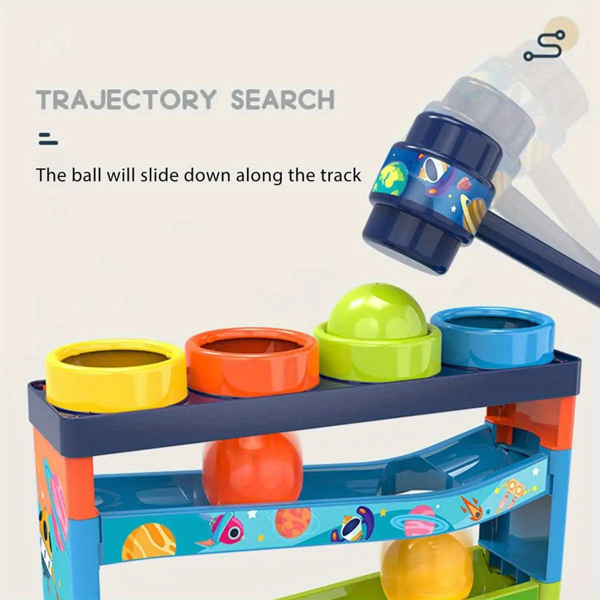 Colorful Rolling Ball Track Toy Set Education Pounding Toy Fun Gift
