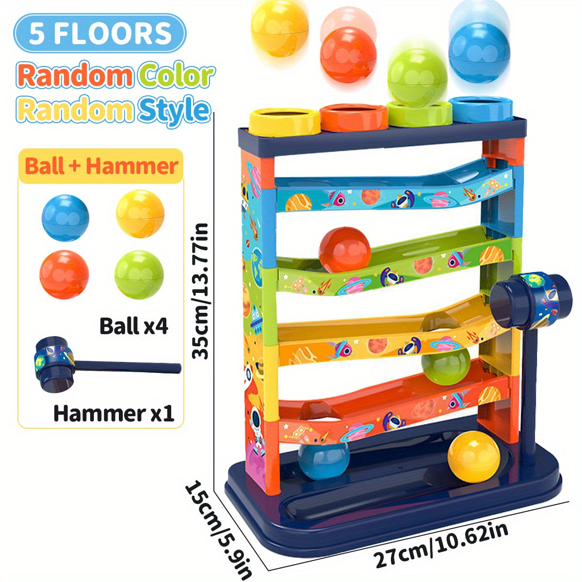 Colorful Rolling Ball Track Toy Set Education Pounding Toy Fun Gift