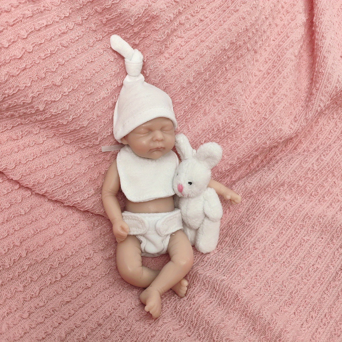 Silicone Baby Doll with Pink Ears & Red Heart - Ideal Gift for 3 Yrs