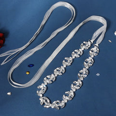 Rhinestone Bridal Waist Belt Handcrafted Leaf Wedding Dress Sash