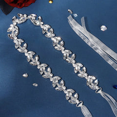 Rhinestone Bridal Waist Belt Handcrafted Leaf Wedding Dress Sash