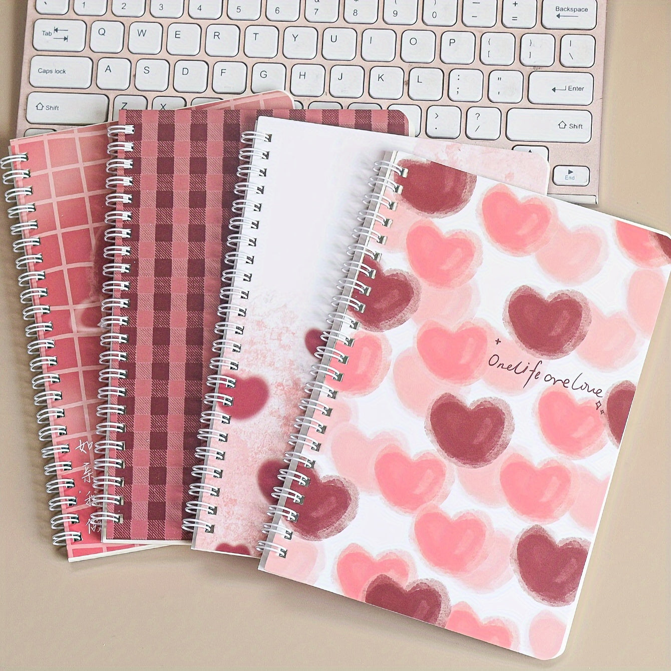 4pc Floral & Alphabet Spiral Notebooks for Teens & Adults School