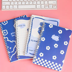 4pc Floral & Alphabet Spiral Notebooks for Teens & Adults School