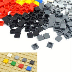 200pcs 1x1 Bricks Flat Tile Building Blocks ABS Red Yellow Grey Green