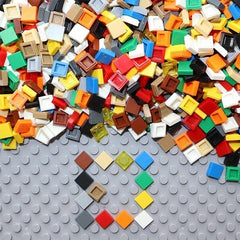200pcs 1x1 Bricks Flat Tile Building Blocks ABS Red Yellow Grey Green
