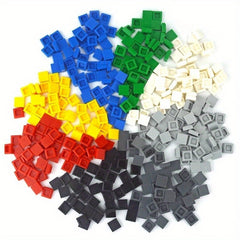 200pcs 1x1 Bricks Flat Tile Building Blocks ABS Red Yellow Grey Green