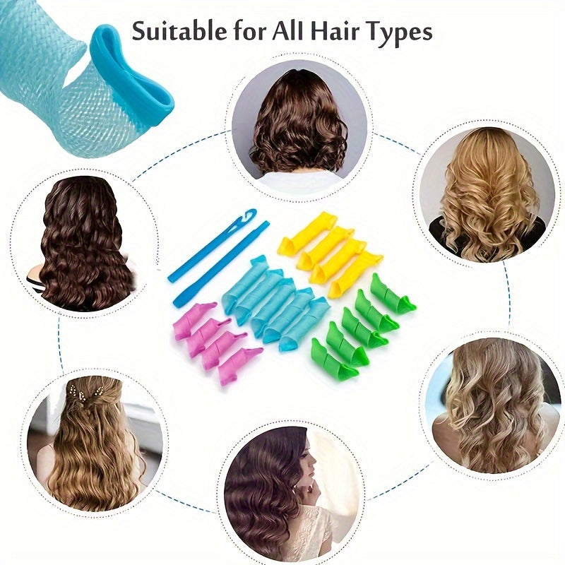 Magic Spiral Hair Curlers Set No Heat Curls for Long & Short Hair