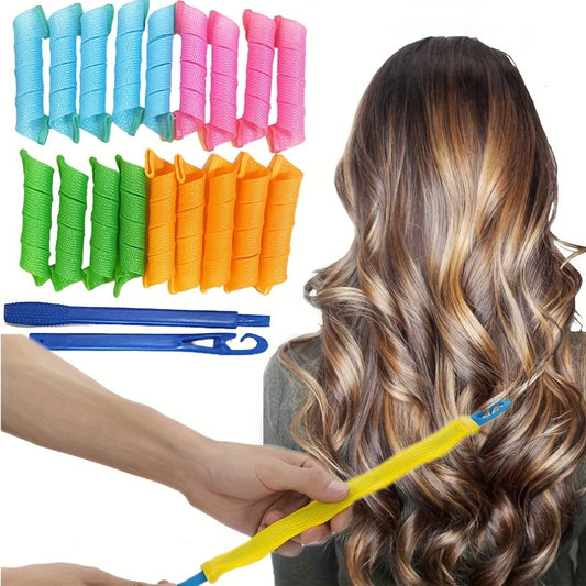 Magic Spiral Hair Curlers Set No Heat Curls for Long & Short Hair