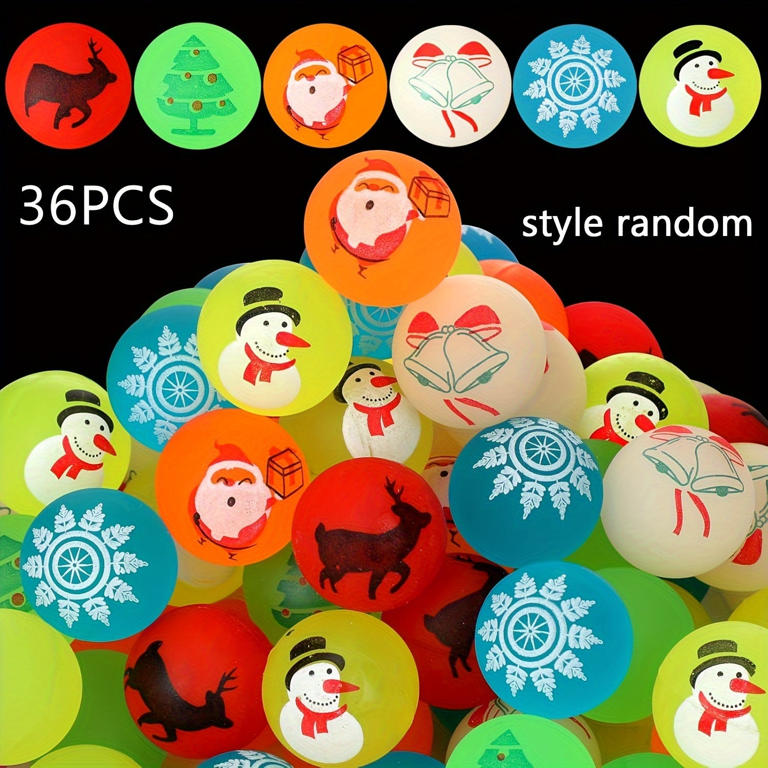 Glow In Dark Christmas Rubber Balls