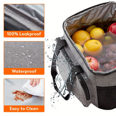 15L Insulated Lunch Bag Adjustable Strap Waterproof Oxford Cloth Cooler