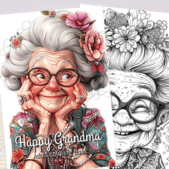Happy Grandma Coloring Book Deluxe Edition - 22 Pages