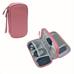 Waterproof Electronics Travel Organizer Bag with 8 Compartments Gray Navy Pink