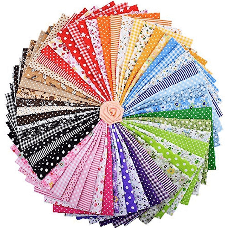 56pcs Fabric Squares for Quilting Mixed Patterns DIY Craft Material
