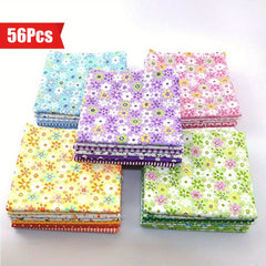 56pcs Fabric Squares for Quilting Mixed Patterns DIY Craft Material