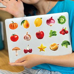 50pcs Fruit & Veggie Cartoon Stickers for Water Bottle Skateboard