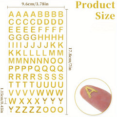 8 Sheets Golden Letter Stickers Small Glitter Self Adhesive Alphabet Stickers