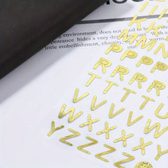 8 Sheets Golden Letter Stickers Small Glitter Self Adhesive Alphabet Stickers