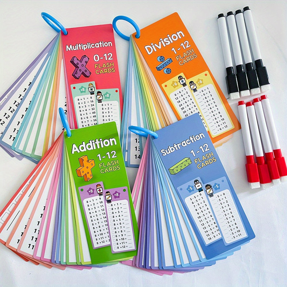 LACHILLY 60 Card Math Flashcards Set with Markers